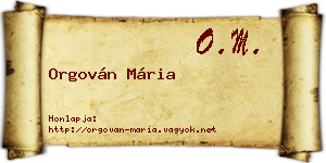 Orgován Mária névjegykártya