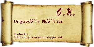 Orgován Mária névjegykártya